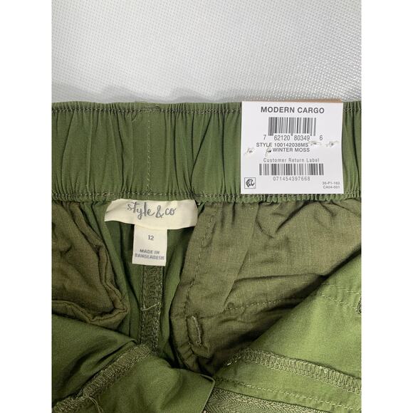 NWT - Style & Co Women’s Straight Leg Green Cargo Mid Rise Pants Size 12 - Picture 7 of 8